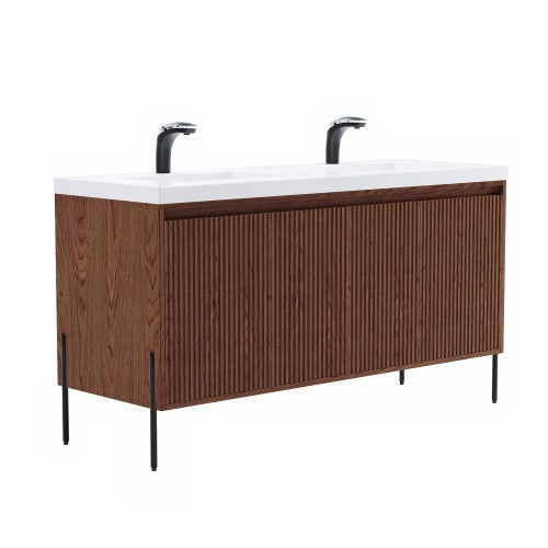 002 Series Walnut Wood Bathroom Vanity 5