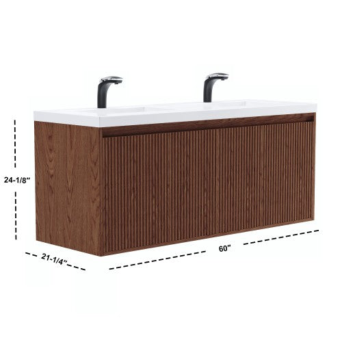 002 Series Walnut Wood Bathroom Vanity 7