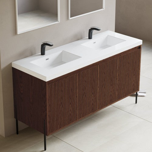 002 Series Walnut Wood Bathroom Vanity 1