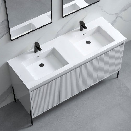 002 Series White Wood Bathroom Vanity 4