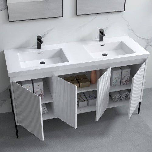 002 Series White Wood Bathroom Vanity 5