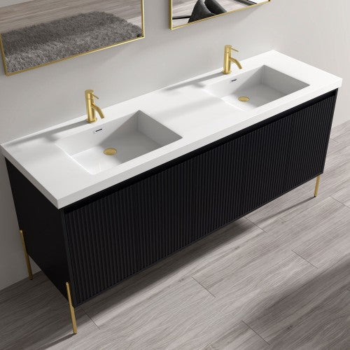 002 Series Charcoal Wood Bathroom Vanity 1