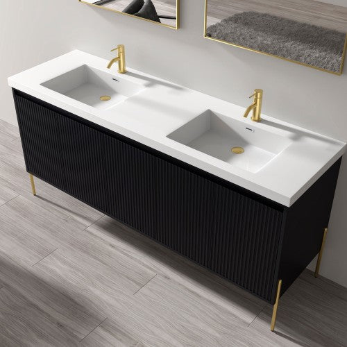 002 Series Charcoal Wood Bathroom Vanity 4