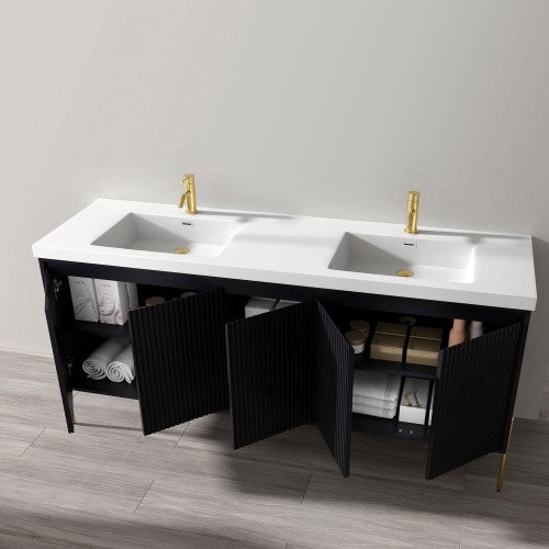 002 Series Charcoal Wood Bathroom Vanity 7