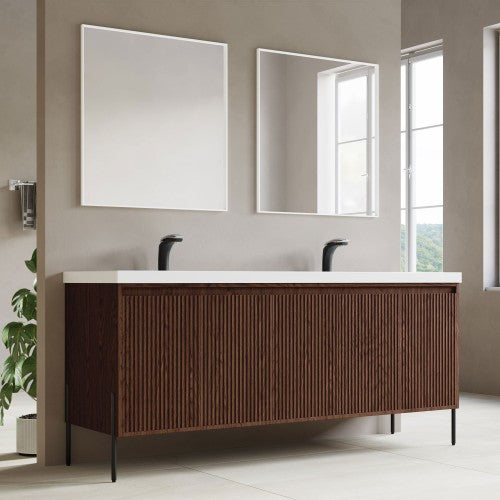 002 Series Walnut Wood Bathroom Vanity 3