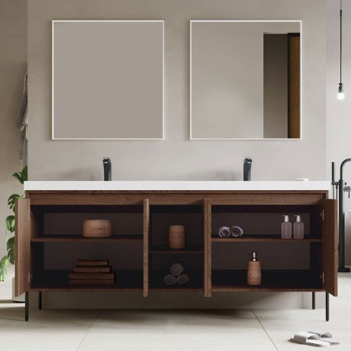 002 Series Walnut Wood Bathroom Vanity 5