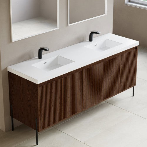 002 Series Walnut Wood Bathroom Vanity 1
