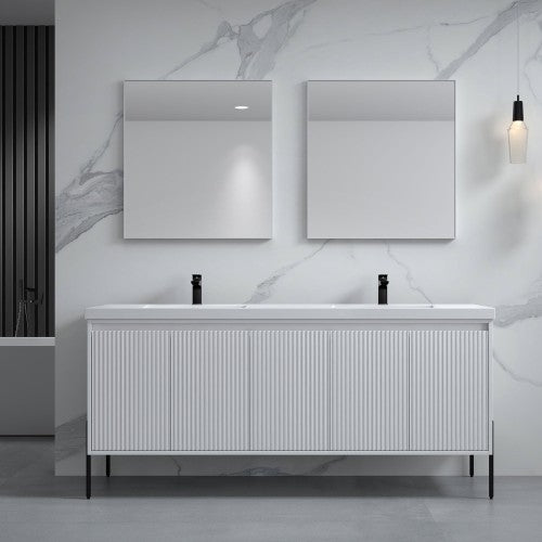 002 Series White Wood Bathroom Vanity 2