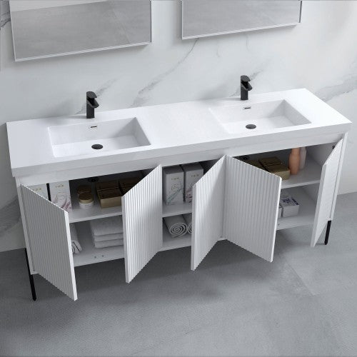 002 Series White Wood Bathroom Vanity 5