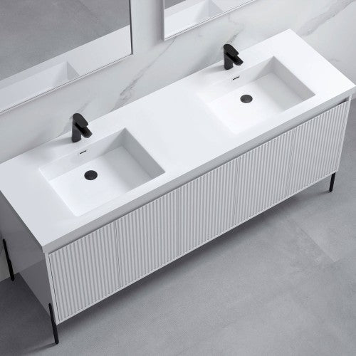 002 Series White Wood Bathroom Vanity 4