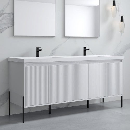002 Series White Wood Bathroom Vanity 1