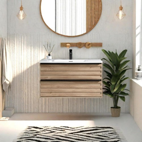 003 Series Oak Medium Density Fiber Board (MDF) Bathroom Vanity 2
