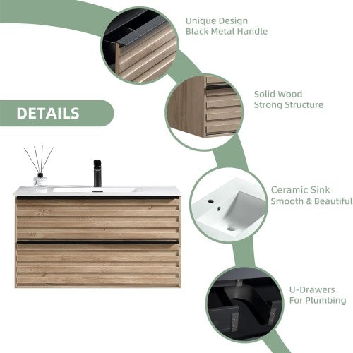 003 Series Oak Medium Density Fiber Board (MDF) Bathroom Vanity 6