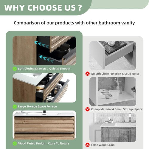 003 Series Oak Medium Density Fiber Board (MDF) Bathroom Vanity 7