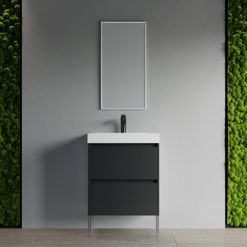 004 Series Black Wood Bathroom Vanity 4
