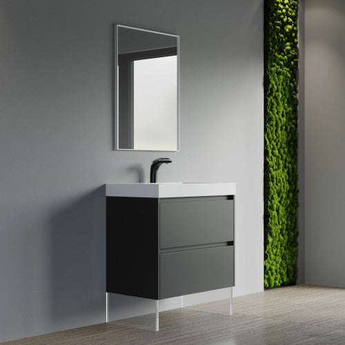 004 Series Black Wood Bathroom Vanity 3