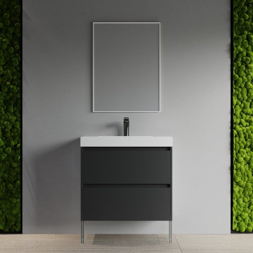 004 Series Black Wood Bathroom Vanity 4