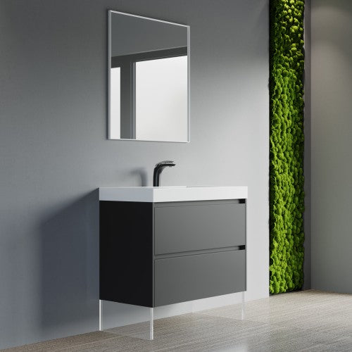 004 Series Black Wood Bathroom Vanity 3
