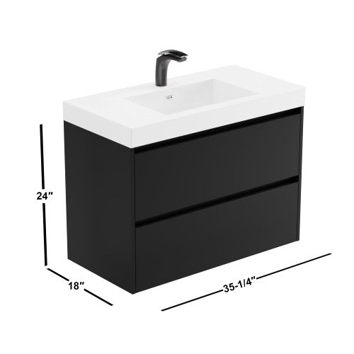 004 Series Black Wood Bathroom Vanity 7