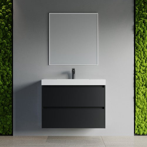 004 Series Black Wood Bathroom Vanity 2