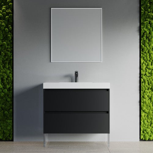 004 Series Black Wood Bathroom Vanity 5
