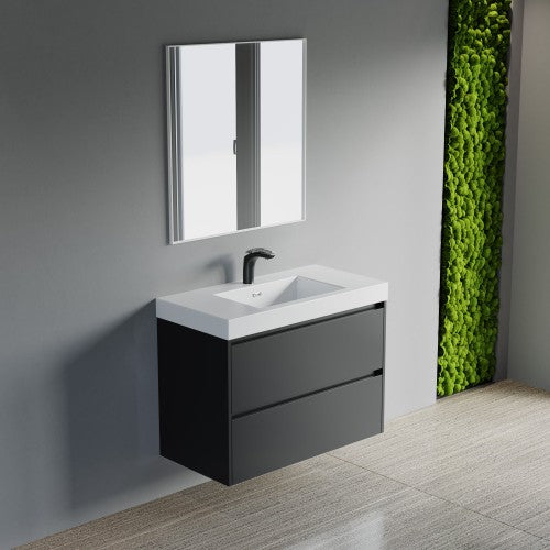 004 Series Black Wood Bathroom Vanity 1