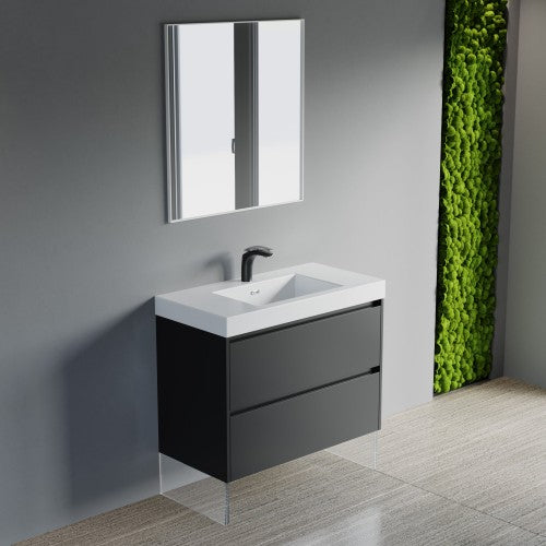 004 Series Black Wood Bathroom Vanity 6