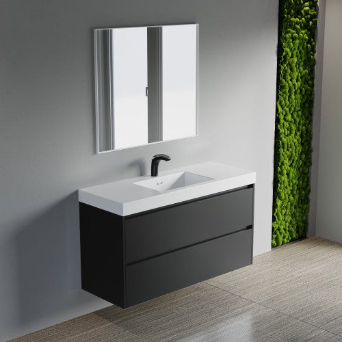 004 Series Black Wood Bathroom Vanity 1