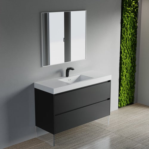 004 Series Black Wood Bathroom Vanity 5