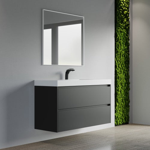 004 Series Black Wood Bathroom Vanity 6
