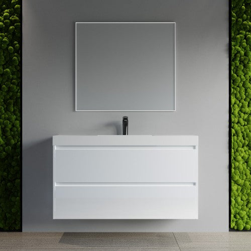 004 Series White Wood Bathroom Vanity 2