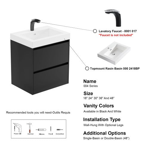 004 Series Black Wood Bathroom Vanity 8