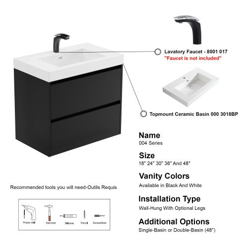004 Series Black Wood Bathroom Vanity 8