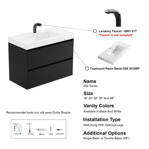 004 Series Black Wood Bathroom Vanity 8