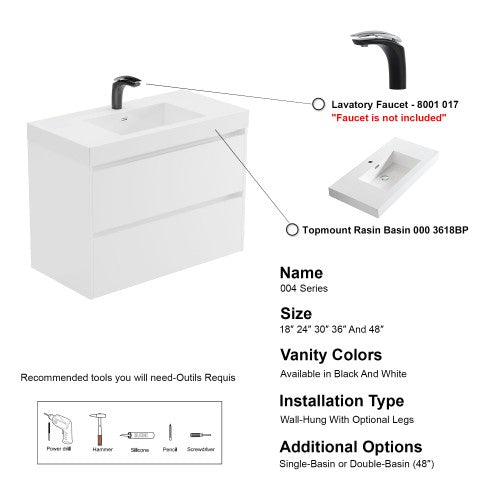 004 Series White Wood Bathroom Vanity 8