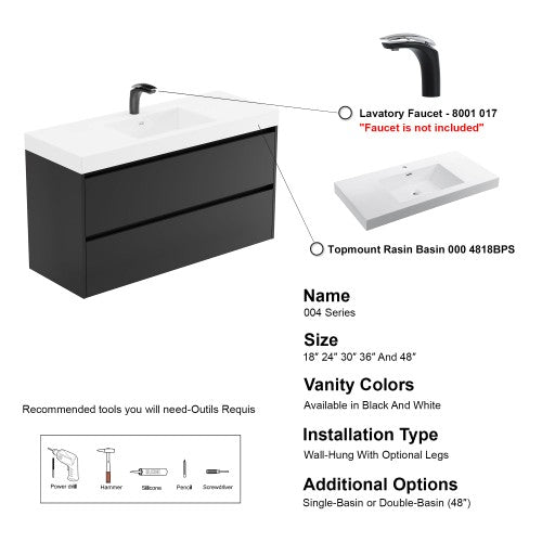 004 Series Black Wood Bathroom Vanity 9