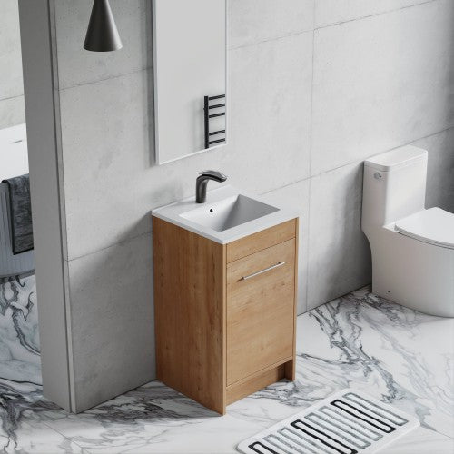 012 Series Oak Natural Wood Bathroom Vanity 2