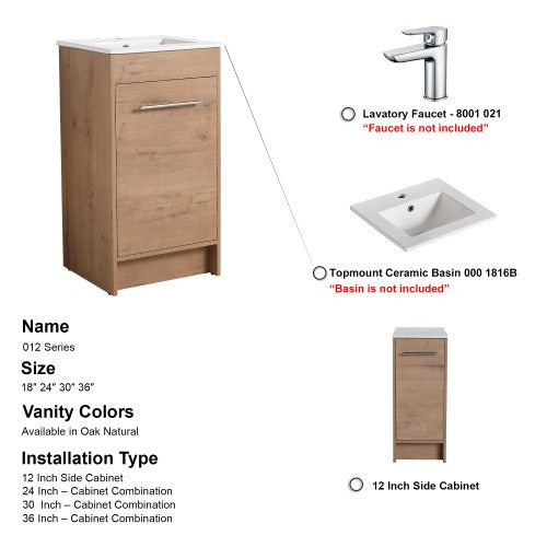 012 Series Oak Natural Wood Bathroom Vanity 10