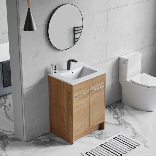 012 Series Oak Natural Wood Bathroom Vanity 4