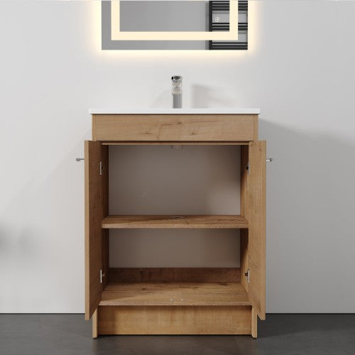 012 Series Oak Natural Wood Bathroom Vanity 11