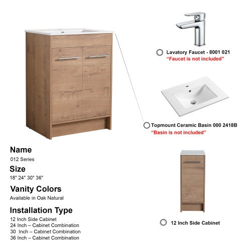 012 Series Oak Natural Wood Bathroom Vanity 12
