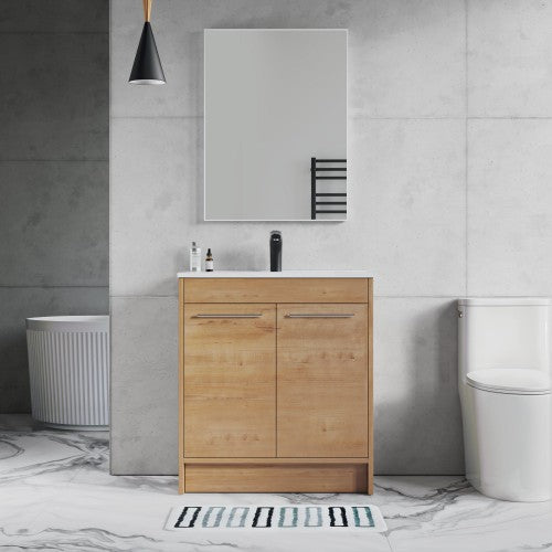 012 Series Oak Natural Wood Bathroom Vanity 2