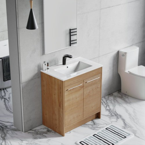 012 Series Oak Natural Wood Bathroom Vanity 3