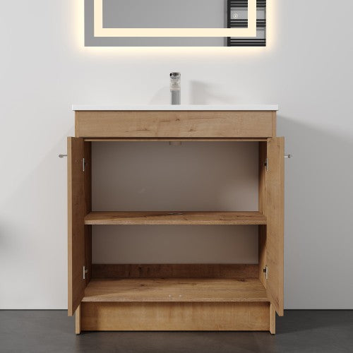 012 Series Oak Natural Wood Bathroom Vanity 12