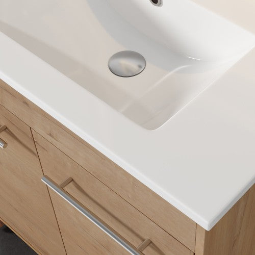 012 Series Oak Natural Wood Bathroom Vanity 11