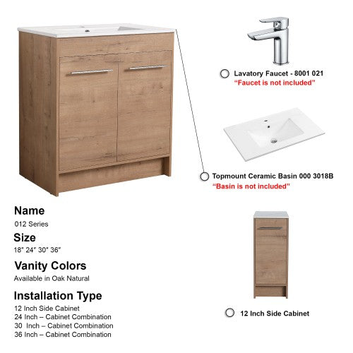 012 Series Oak Natural Wood Bathroom Vanity 13