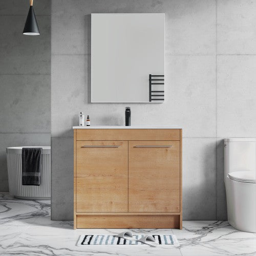 012 Series Oak Natural Wood Bathroom Vanity 2
