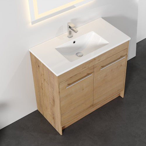 012 Series Oak Natural Wood Bathroom Vanity 1