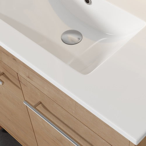 012 Series Oak Natural Wood Bathroom Vanity 11