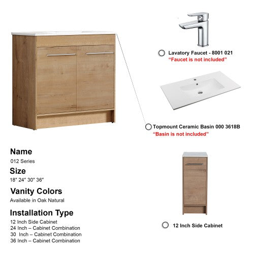012 Series Oak Natural Wood Bathroom Vanity 13